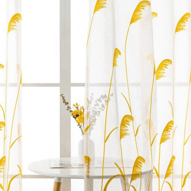 Bestickte Gardine mit Schilfgras-Motiv