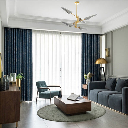 Nachtblauer Verdunkelungsvorhang mit feiner Struktur