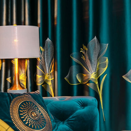 Verdunkelungsvorhang Petrolgrün mit Blumenmuster