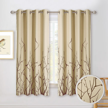 Moderner Ösenvorhang mit Zweige-Muster