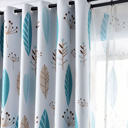 Verdunkelungsvorhang Blau mit dezentem Federmuster