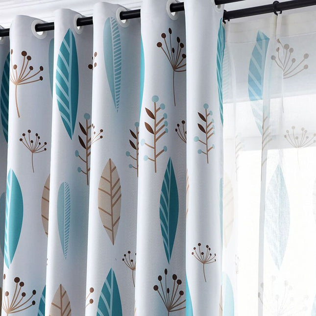 Verdunkelungsvorhang Blau mit dezentem Federmuster