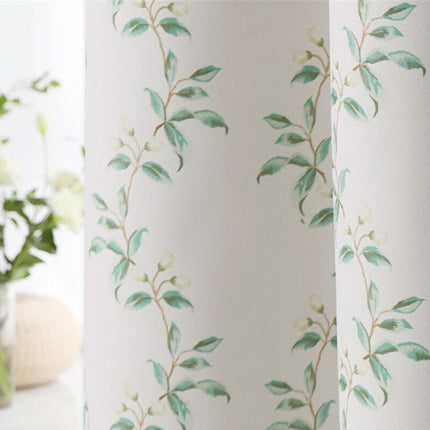 Landhausstil Vorhang mit grünem Blättermuster