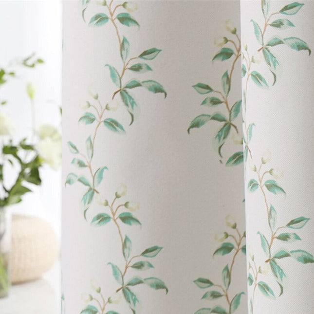 Landhausstil Vorhang mit grünem Blättermuster