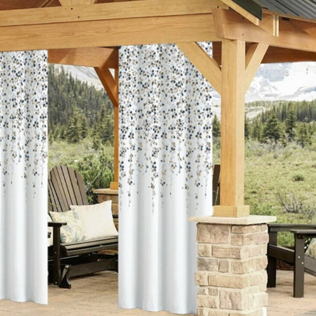 Outdoor Vorhang mit blauem Blumenmuster