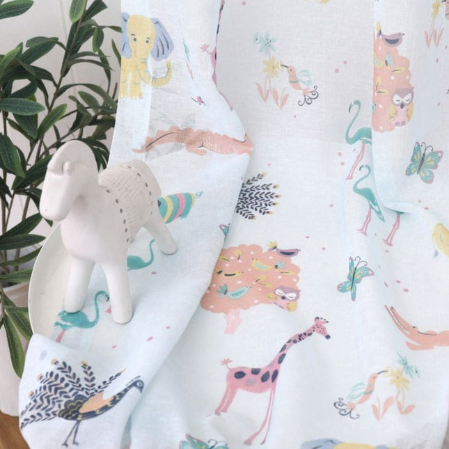 Süße Kinderzimmer Gardine mit Tiermotiven