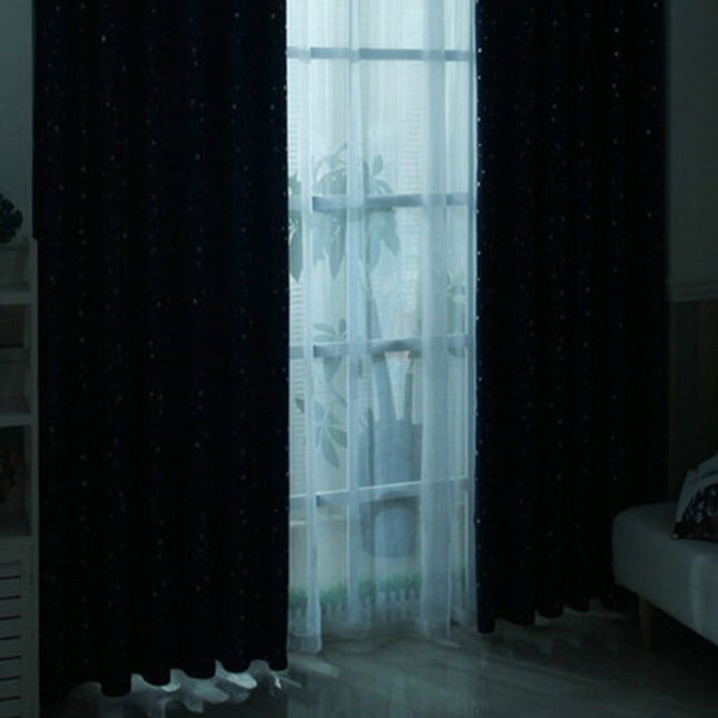 Verdunkelungsvorhang Beige mit silbernen Sternen