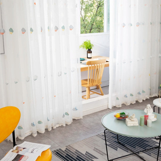 Kinderzimmer Voile-Vorhang mit bunter Stickerei