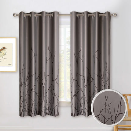 Moderner Ösenvorhang mit Zweige-Muster