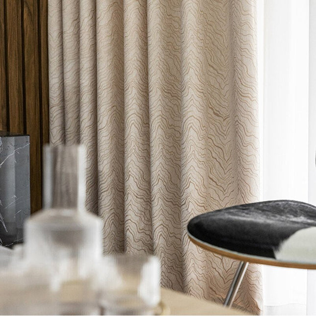 Verdunkelungsvorhang Braun mit Wellenmuster