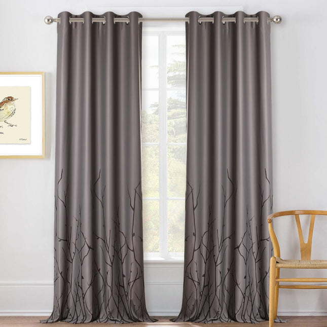 Moderner Ösenvorhang mit Zweige-Muster