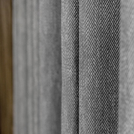 Verdunkelungsvorhang Dunkelgrau mit Fischgrätmuster