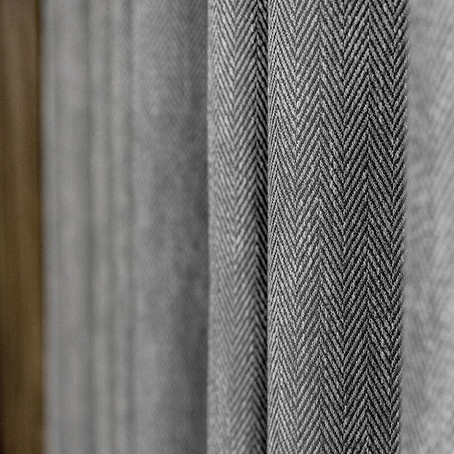 Verdunkelungsvorhang Dunkelgrau mit Fischgrätmuster