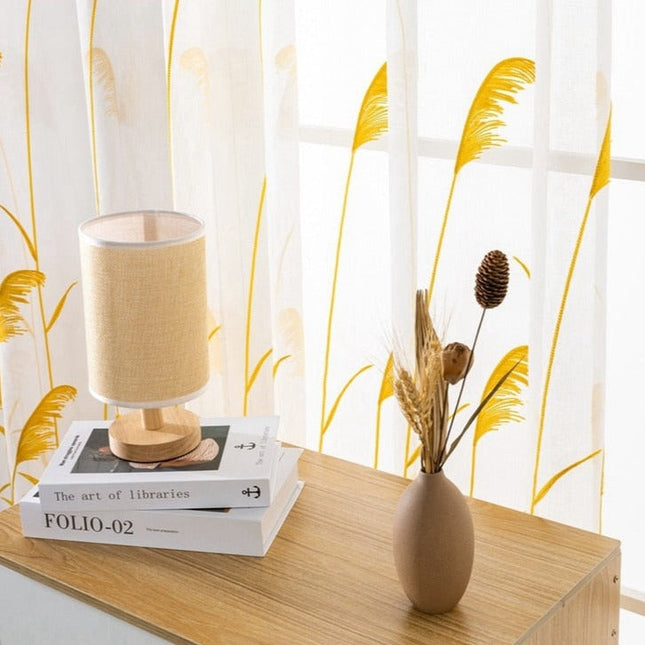 Bestickte Gardine mit Schilfgras-Motiv