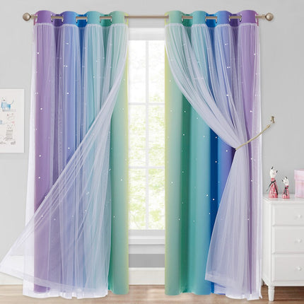 Doppellagiger Vorhang mit Sternen für Kinderzimmer