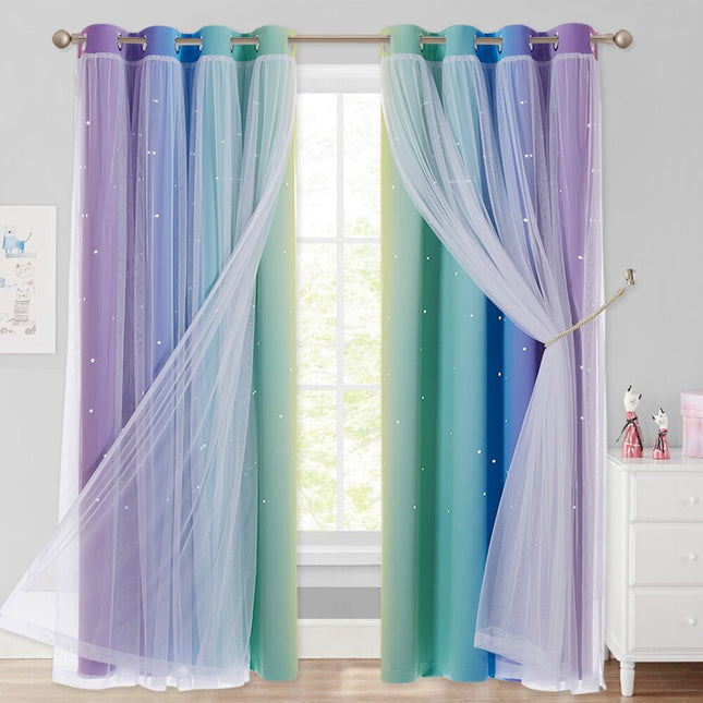 Doppellagiger Vorhang mit Sternen für Kinderzimmer