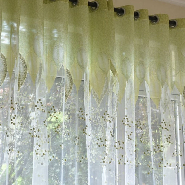 Transparenter Vorhang mit modernem Blatt-Motiv