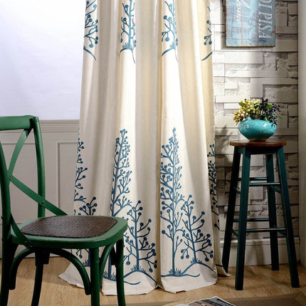 Bestickter Verdunkelungsvorhang in Leinenoptik