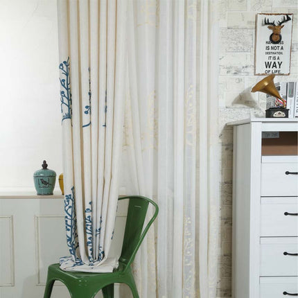 Bestickter Verdunkelungsvorhang in Leinenoptik