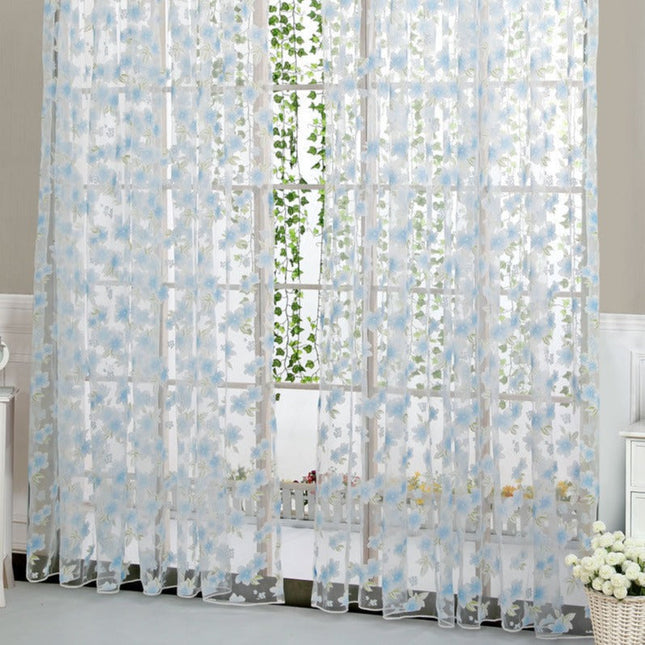 Gardine mit floralem Muster 3D-Optik