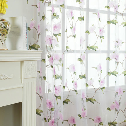 Gardine mit zartem Blumenranken-Muster
