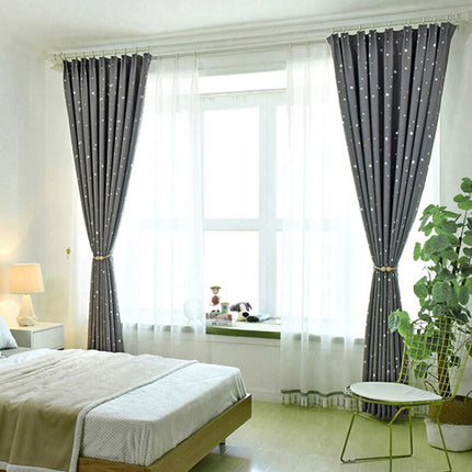 Verdunkelungsvorhang Hellgrau mit Sternen