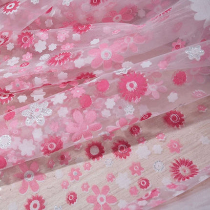Rosa Voile Vorhang mit Blumenmuster