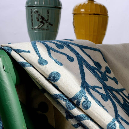 Bestickter Verdunkelungsvorhang in Leinenoptik