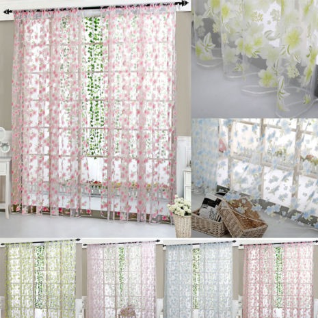 Gardine mit floralem Muster 3D-Optik