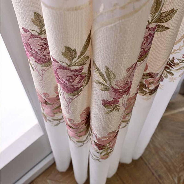 Romantischer Voile-Vorhang mit Blumenstickerei