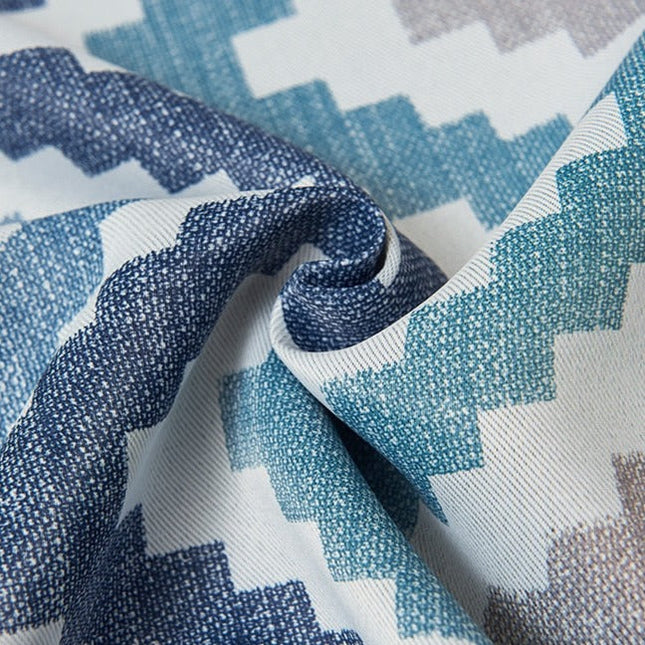 Gemusterter Verdunkelungsvorhang Blau im Zickzack-Design