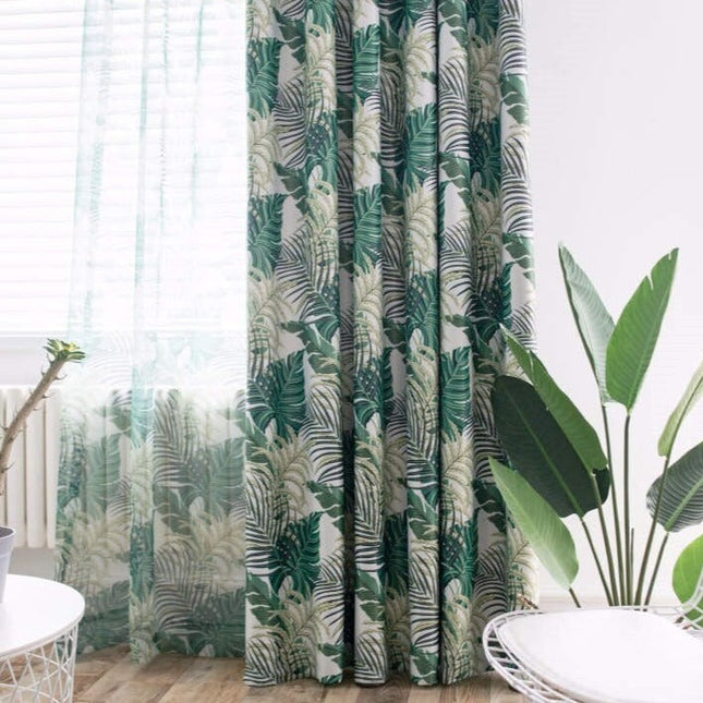 Verdunkelungsvorhang mit tropischem Blättermuster