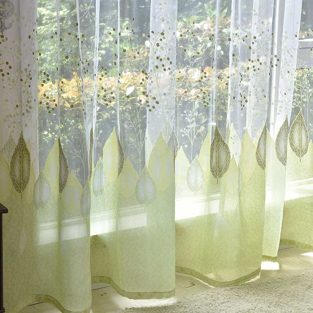 Transparenter Vorhang mit modernem Blatt-Motiv