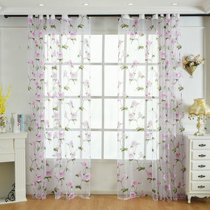 Gardine mit zartem Blumenranken-Muster
