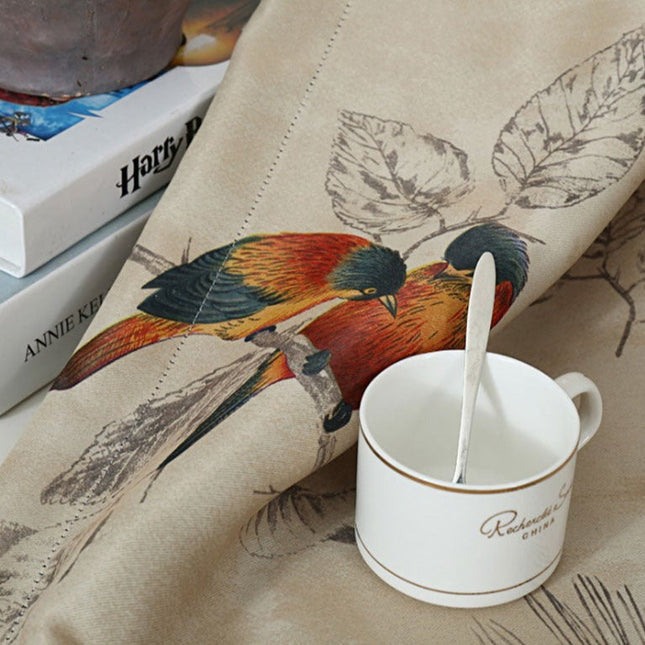 Vorhang Meleiro mit Vögel- und Blättermotiv