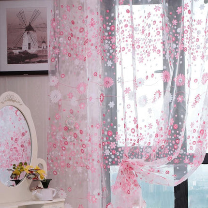 Rosa Voile Vorhang mit Blumenmuster