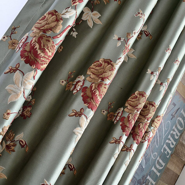 Satin Verdunkelungsvorhang mit Vintage-Blumen
