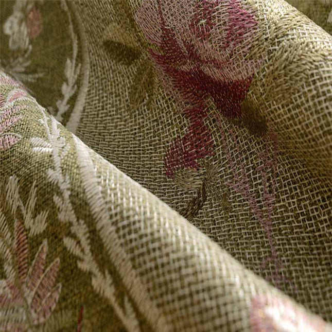 Verdunkelungsvorhang mit bestickter Blumenbordüre