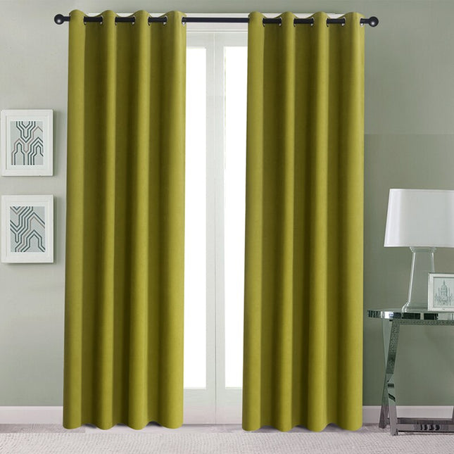 Grüner Ösenvorhang Bauska für Wohnzimmer