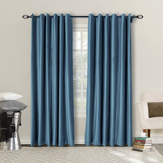 Glänzender Verdunkelungsvorhang Blau mit Ösen