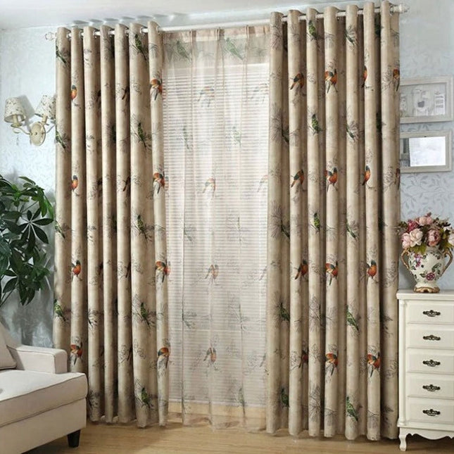 Vorhang Meleiro mit Vögel- und Blättermotiv