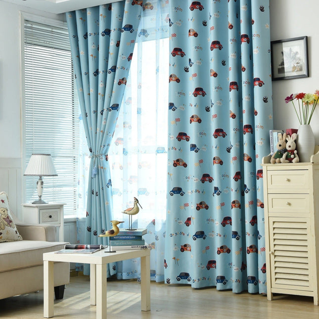 Kinder Verdunkelungsvorhang Blau mit Autos