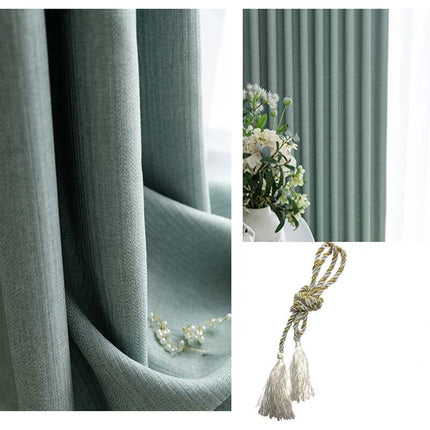 Verdunkelungsvorhang in Wassergrün Leinenoptik