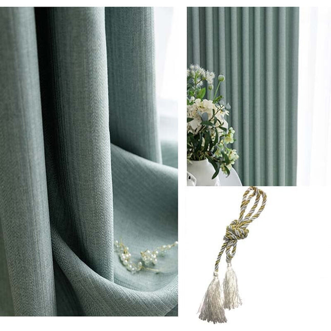 Verdunkelungsvorhang in Wassergrün Leinenoptik