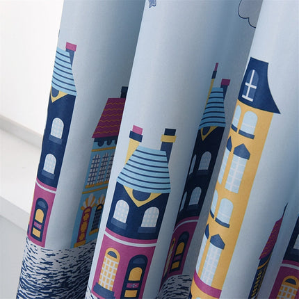Kinderzimmer Vorhang mit Häuser-Motiv