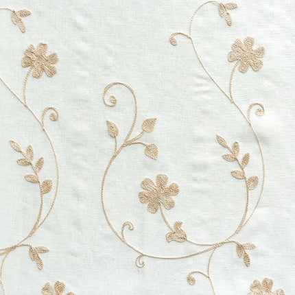 Leinenoptik Gardine mit Blumenranken Stickerei