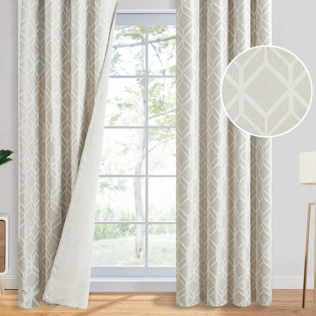 Verdunkelungsvorhang Beige mit geometrischem Muster