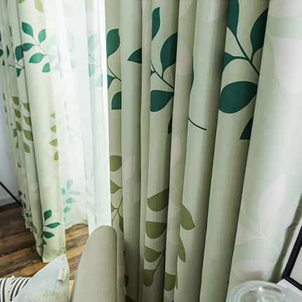 Grüner Vorhang Jamma mit Blättermuster