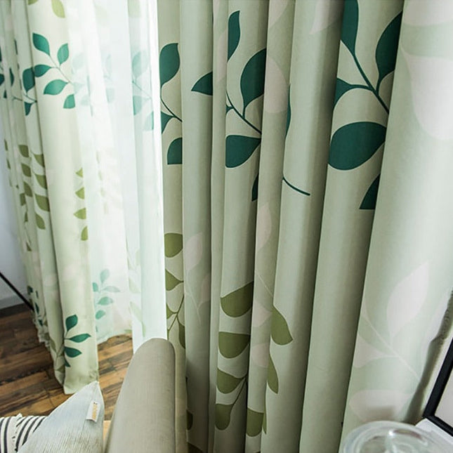 Grüner Vorhang Jamma mit Blättermuster