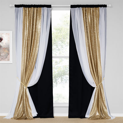 Verdunkelungsvorhang mit silbernen Pailletten